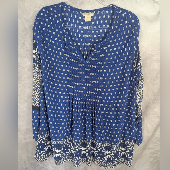 Lucky Brand XL Blouse Boho Sky Blue - Picture 1 of 12